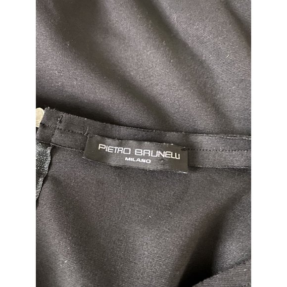 Pietro Brunelli Black Capri Designer Rose Ruffle Sheath Maternity Dress Medium - Picture 5 of 5